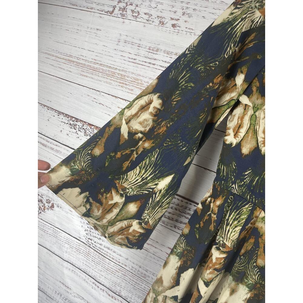Tobi Romper Women's Medium Boho Bell Sleeve Palm Floral Zip Dress - Picture 4 of 9